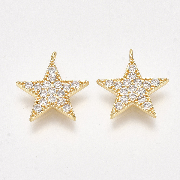 PandaHall Brass Micro Pave Cubic Zirconia Charms, Star, Clear, Nickel Free, Real 18K Gold Plated, 14x13x2mm, Hole: 1mm Brass+Cubic Zirconia...
PandaHall Brass Micro Pave Cubic Zirconia Charms, Star, Clear, Nickel Free, Real 18K Gold Plated, 14x13x2mm, Hole: 1mm Brass+Cubic Zirconia...