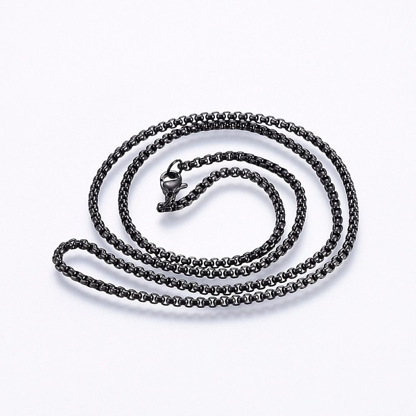 PandaHall 304 Stainless Steel Box Chain Necklaces, with Lobster Claw Clasps, Gunmetal, 23.6 inch(60cm), 2.5x2.5mm 304 Stainless Steel
PandaHall 304 Stainless Steel Box Chain Necklaces, with Lobster Claw Clasps, Gunmetal, 23.6 inch(60cm), 2.5x2.5mm 304 Stainless Steel
