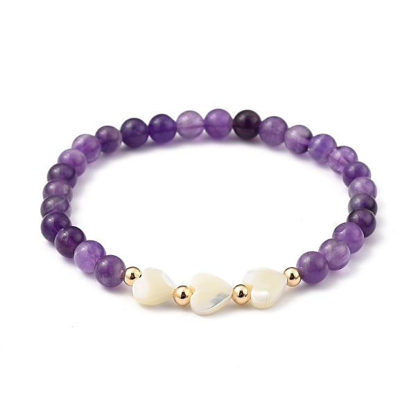PandaHall Stretch Beaded Bracelets, with Heart Natural Trochid Shell Beads, Round Natural Amethyst Beads and Golden Plated Brass Beads...
PandaHall Stretch Beaded Bracelets, with Heart Natural Trochid Shell Beads, Round Natural Amethyst Beads and Golden Plated Brass Beads...