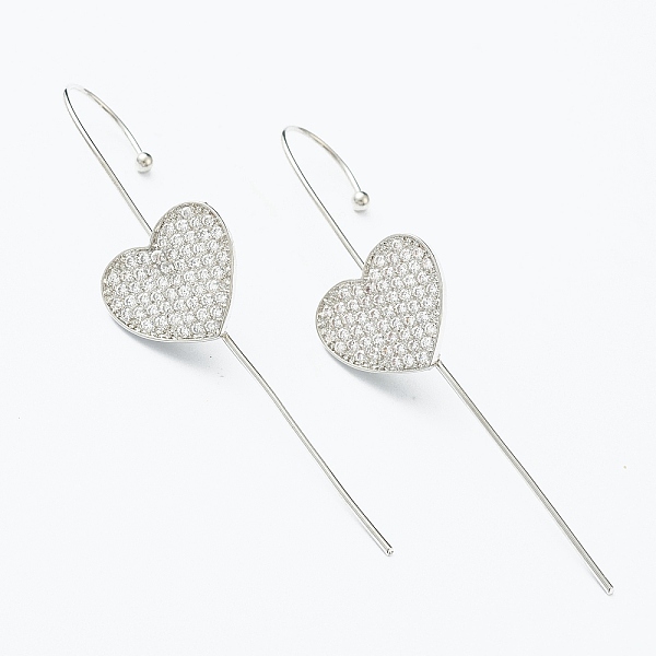 PandaHall Brass Micro Pave Clear Cubic Zirconia Ear Wrap Crawler Hook Earrings, Heart, Platinum, 55x14mm, Pin: 1mm Brass Clear
PandaHall Brass Micro Pave Clear Cubic Zirconia Ear Wrap Crawler Hook Earrings, Heart, Platinum, 55x14mm, Pin: 1mm Brass Clear