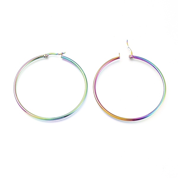 PandaHall 201 Stainless Steel Big Hoop Earrings, with 304 Stainless Steel Pin, Hypoallergenic Earrings, Ring Shape, Rainbow Color, 55x2mm...
PandaHall 201 Stainless Steel Big Hoop Earrings, with 304 Stainless Steel Pin, Hypoallergenic Earrings, Ring Shape, Rainbow Color, 55x2mm...