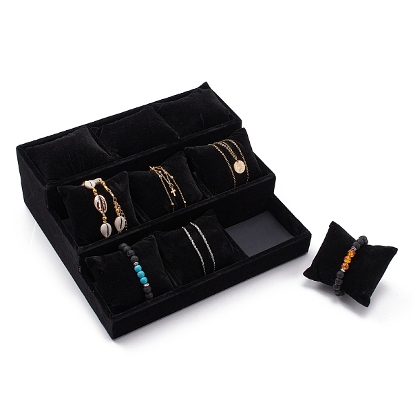 PandaHall Velvet Pillow Jewelry Bracelet Watch Display, 3 Tier 9 Grids Pillows Bracelet Jewelry Display Tray, Black, 270x245x95mm Velvet...
PandaHall Velvet Pillow Jewelry Bracelet Watch Display, 3 Tier 9 Grids Pillows Bracelet Jewelry Display Tray, Black, 270x245x95mm Velvet...
