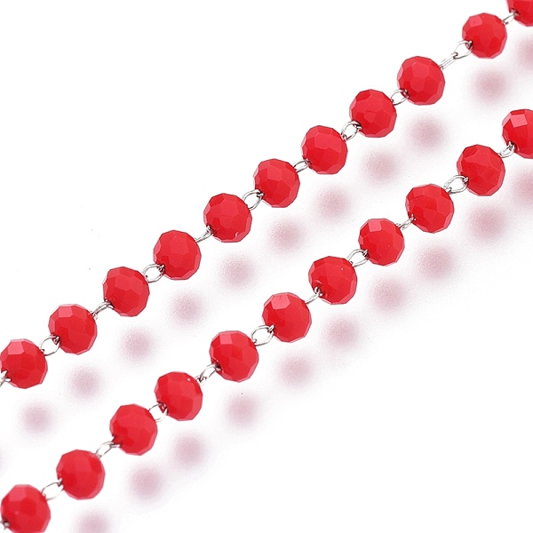 PandaHall Handmade Faceted Acrylic Beaded Chains, with Spool, Soldered, Red, Stainless Steel Color, Bead: 3x3mm, about 32.8 Feet(10m)/roll...
PandaHall Handmade Faceted Acrylic Beaded Chains, with Spool, Soldered, Red, Stainless Steel Color, Bead: 3x3mm, about 32.8 Feet(10m)/roll...