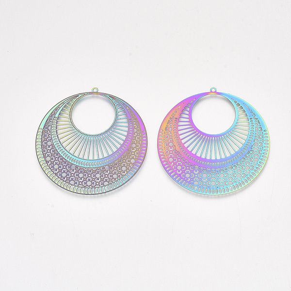 PandaHall Ion Plating(IP) 304 Stainless Steel Filigree Pendants, Etched Metal Embellishments, Flat Round, Rainbow Color, 49x47x0.2mm, Hole...
PandaHall Ion Plating(IP) 304 Stainless Steel Filigree Pendants, Etched Metal Embellishments, Flat Round, Rainbow Color, 49x47x0.2mm, Hole...