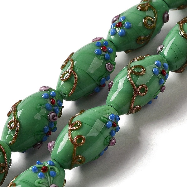 PandaHall Handmade Lampwork Beads, Rice wit Flower, Sea Green, 23x12~13mm, Hole: 1.6mm Lampwork Barrel
PandaHall Handmade Lampwork Beads, Rice wit Flower, Sea Green, 23x12~13mm, Hole: 1.6mm Lampwork Barrel