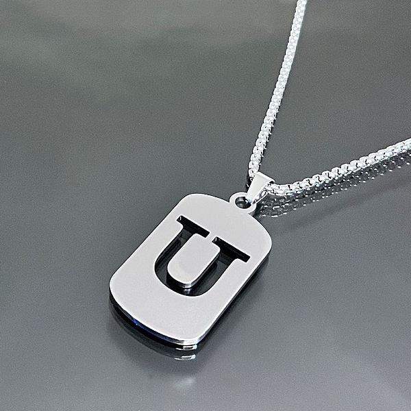PandaHall Titanium Steel Box Chain Necklaces, Rectangle with Letter Pendant Necklaces Stainless Steel Letter U
PandaHall Titanium Steel Box Chain Necklaces, Rectangle with Letter Pendant Necklaces Stainless Steel Letter U
