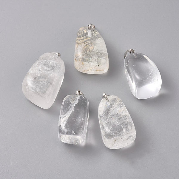 PandaHall Natural Quartz Crystal Pendants, Rock Crystal Pendants, with Platinum Tone Brass Findings, Nuggets, 23~30x13~22x12~20mm, Hole...
PandaHall Natural Quartz Crystal Pendants, Rock Crystal Pendants, with Platinum Tone Brass Findings, Nuggets, 23~30x13~22x12~20mm, Hole...