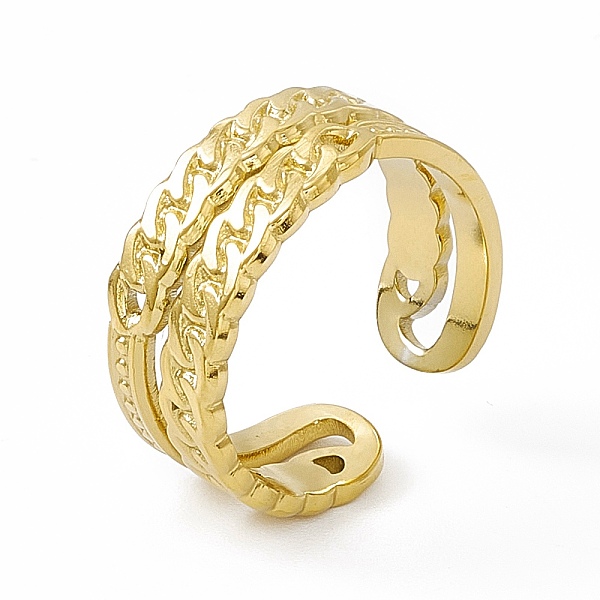 PandaHall Ion Plating(IP) 304 Stainless Steel Cuff Ring for Women, Double Curb Chain Shape Wide Band Open Rings, Real 14K Gold Plated, 8mm...
PandaHall Ion Plating(IP) 304 Stainless Steel Cuff Ring for Women, Double Curb Chain Shape Wide Band Open Rings, Real 14K Gold Plated, 8mm...