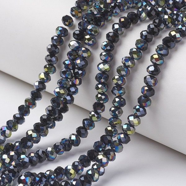 PandaHall Electroplate Opaque Glass Beads Strands, Half Green Plated, Faceted, Rondelle, Black, 4x3mm, Hole: 0.4mm, about 145pcs/strand...
PandaHall Electroplate Opaque Glass Beads Strands, Half Green Plated, Faceted, Rondelle, Black, 4x3mm, Hole: 0.4mm, about 145pcs/strand...