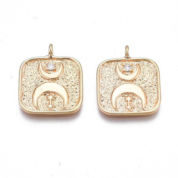 PandaHall Brass Micro Pave Clear Cubic Zirconia Pendants, Nickel Free, Square with Moon, Real 18K Gold Plated, 16.5x19x1.5mm, Hole: 1.6mm...
PandaHall Brass Micro Pave Clear Cubic Zirconia Pendants, Nickel Free, Square with Moon, Real 18K Gold Plated, 16.5x19x1.5mm, Hole: 1.6mm...