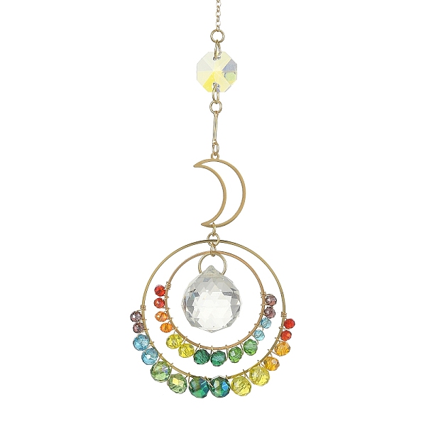 PandaHall Wire Wrapped Glass & Brass Ring Pendant Decoration, with Round Glass and Moon Brass Charm, for Home Hanging Decoration, Colorful...
PandaHall Wire Wrapped Glass & Brass Ring Pendant Decoration, with Round Glass and Moon Brass Charm, for Home Hanging Decoration, Colorful...