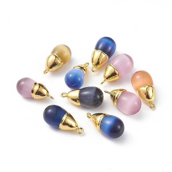 PandaHall Cat Eye Pendants, with Golden Plated Brass Findings, Teardrop, Mixed Color, 25.5x12.5mm, Hole: 1.8mm Brass+Cat Eye Teardrop..., Multicolor
PandaHall Cat Eye Pendants, with Golden Plated Brass Findings, Teardrop, Mixed Color, 25.5x12.5mm, Hole: 1.8mm Brass+Cat Eye Teardrop..., Multicolor