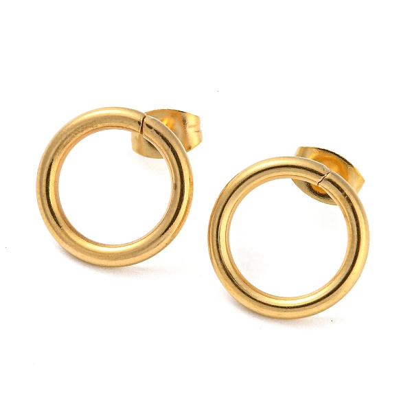 PandaHall 304 Stainless Steel Stud Earrings for Women, Round Ring, Real 18K Gold Plated, 14mm, Pin: 0.7mm 304 Stainless Steel Ring
PandaHall 304 Stainless Steel Stud Earrings for Women, Round Ring, Real 18K Gold Plated, 14mm, Pin: 0.7mm 304 Stainless Steel Ring