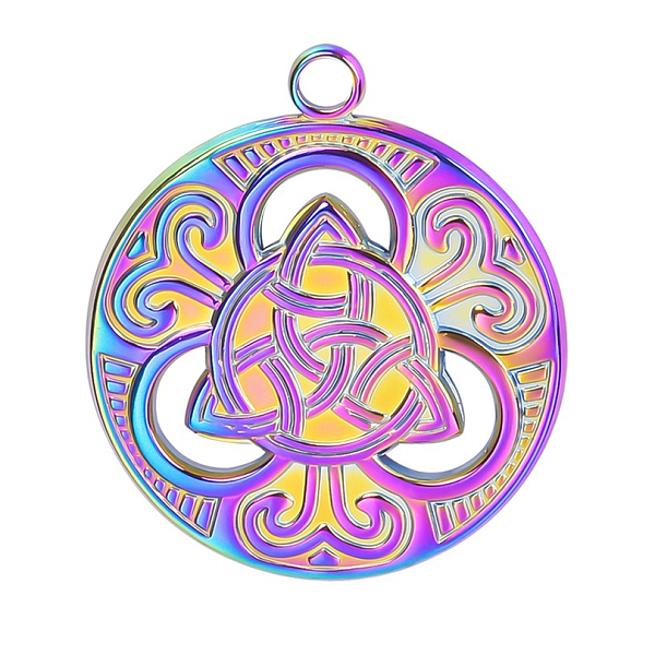 PandaHall Stainless Steel Pendants, Flat Round with Sailor's Knot Charms, Rainbow Color, 29x25x2mm, Hole: 2.5mm Stainless Steel Flat Round
PandaHall Stainless Steel Pendants, Flat Round with Sailor's Knot Charms, Rainbow Color, 29x25x2mm, Hole: 2.5mm Stainless Steel Flat Round