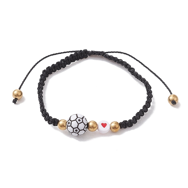 PandaHall Sport Theme Acylic & Alloy Braided Bead Bracelet, Nylon Thread Adjustable Bracelet, Football, Inner Diameter: 2-1/4~3-1/2 inch..., White
PandaHall Sport Theme Acylic & Alloy Braided Bead Bracelet, Nylon Thread Adjustable Bracelet, Football, Inner Diameter: 2-1/4~3-1/2 inch..., White