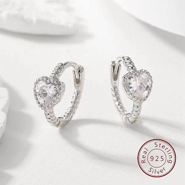 PandaHall Cubic Zirconia Heart Hoop Earrings, 925 Sterling Silver Earrings, with S925 Stamp, Clear, 12mm Cubic Zirconia Clear
PandaHall Cubic Zirconia Heart Hoop Earrings, 925 Sterling Silver Earrings, with S925 Stamp, Clear, 12mm Cubic Zirconia Clear
