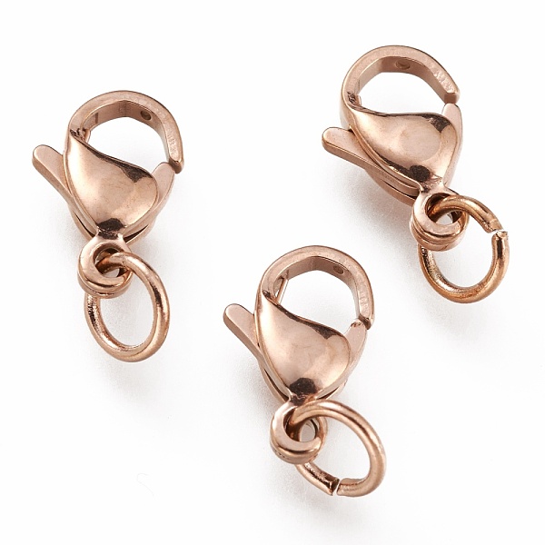 PandaHall Ion Plating(IP) 304 Stainless Steel Lobster Claw Clasps, With Jump Ring, Rose Gold, 11x7x3mm, Hole: 3mm, Jump Ring: 5x0.6mm 304...
PandaHall Ion Plating(IP) 304 Stainless Steel Lobster Claw Clasps, With Jump Ring, Rose Gold, 11x7x3mm, Hole: 3mm, Jump Ring: 5x0.6mm 304...