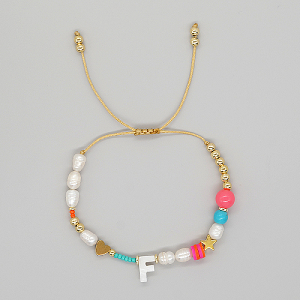 PandaHall Initial Letter Natural Pearl Braided Bead Bracelet, Adjustable Bracelet, Letter F, 11 inch(28cm) Pearl Letter F
PandaHall Initial Letter Natural Pearl Braided Bead Bracelet, Adjustable Bracelet, Letter F, 11 inch(28cm) Pearl Letter F