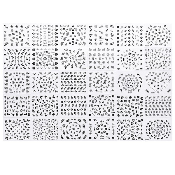 PandaHall Nail Art Stickers, Self-Adhesive, for Nail Tips Decorations, Mixed Shapes, 62x52mm, 30sheet/set Plastic Mixed Shapes Black
PandaHall Nail Art Stickers, Self-Adhesive, for Nail Tips Decorations, Mixed Shapes, 62x52mm, 30sheet/set Plastic Mixed Shapes Black