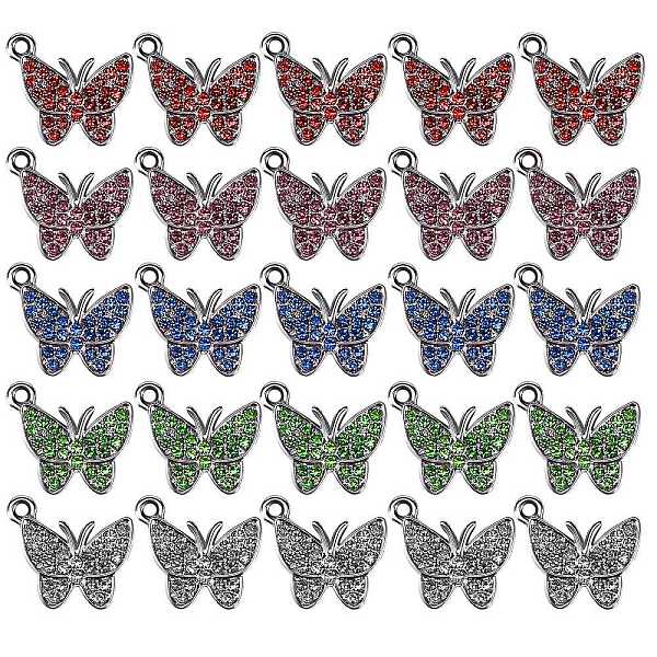 PandaHall 25Pcs 5 Colors Zinc Alloy Butterfly Charms, with Resin Rhinestone, Mixed Color, 12x14mm, Hole: 2.5mm, 5pcs/color Alloy+Rhinestone..., Multicolor
PandaHall 25Pcs 5 Colors Zinc Alloy Butterfly Charms, with Resin Rhinestone, Mixed Color, 12x14mm, Hole: 2.5mm, 5pcs/color Alloy+Rhinestone..., Multicolor