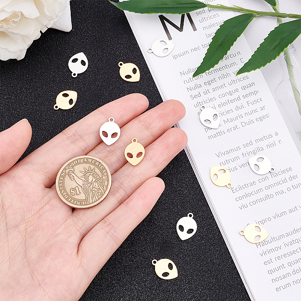 PandaHall Unicraftale 201 Stainless Steel Laser Cut Pendants, ET, Golden & Stainless Steel Color, 15x10x1mm, Hole: 1.5mm, 12pcs/box 201...
PandaHall Unicraftale 201 Stainless Steel Laser Cut Pendants, ET, Golden & Stainless Steel Color, 15x10x1mm, Hole: 1.5mm, 12pcs/box 201...