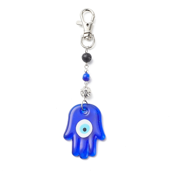 PandaHall Handmade Lampwork Evil Eye Pendant Decoration, Natural Lava Rock Round Bead & Lobster Clasp Charms, for Keychain, Purse, Backpack..., Blue
PandaHall Handmade Lampwork Evil Eye Pendant Decoration, Natural Lava Rock Round Bead & Lobster Clasp Charms, for Keychain, Purse, Backpack..., Blue