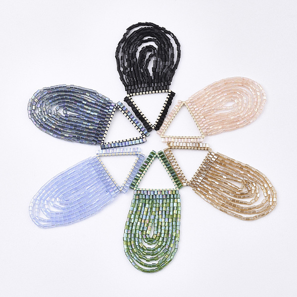 PandaHall Tassel Big Pendants, with Glass Beads and Golden Plated Brass Findings, Triangle, Mixed Color, 62~70x27~28mm, Hole: 20x17.5mm..., Multicolor
PandaHall Tassel Big Pendants, with Glass Beads and Golden Plated Brass Findings, Triangle, Mixed Color, 62~70x27~28mm, Hole: 20x17.5mm..., Multicolor