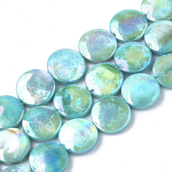 PandaHall Freshwater Shell Beads Strands, AB Color Plated, Dyed, Flat Round, Cyan, 10~11.5x3~4mm, Hole: 1mm, 34pcs/strand, 15.15 inch...
PandaHall Freshwater Shell Beads Strands, AB Color Plated, Dyed, Flat Round, Cyan, 10~11.5x3~4mm, Hole: 1mm, 34pcs/strand, 15.15 inch...