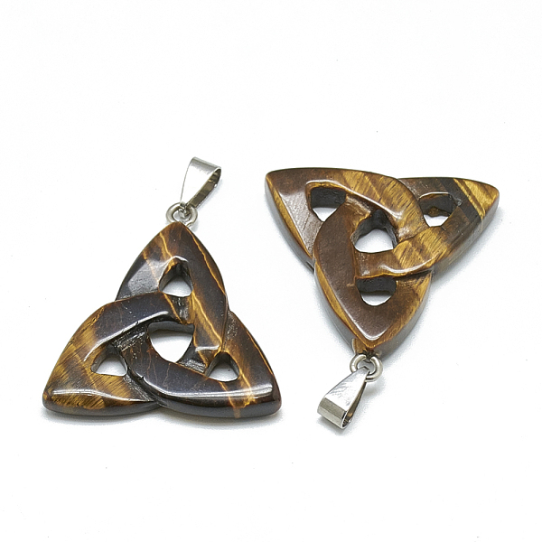 PandaHall Natural Tiger Eye Pendants, with Stainless Steel Snap On Bails, Trinity Knot/Triquetra, Irish, 23~40x33~38x5~7mm, Hole: 6x4mm...
PandaHall Natural Tiger Eye Pendants, with Stainless Steel Snap On Bails, Trinity Knot/Triquetra, Irish, 23~40x33~38x5~7mm, Hole: 6x4mm...