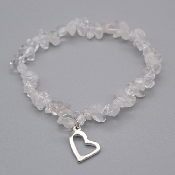 PandaHall Alloy Charm Bracelets, Heart, with Natural Quartz Crystal Chip Beads and Elastic Crystal Thread, Silver Color Plated, 2-1/4 inch...
PandaHall Alloy Charm Bracelets, Heart, with Natural Quartz Crystal Chip Beads and Elastic Crystal Thread, Silver Color Plated, 2-1/4 inch...