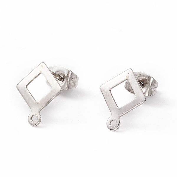PandaHall 201 Stainless Steel Stud Earring Findings, with 304 Stainless Steel Pins, Horizontal Loops and Ear Nuts, Rhombus, Stainless Steel...
PandaHall 201 Stainless Steel Stud Earring Findings, with 304 Stainless Steel Pins, Horizontal Loops and Ear Nuts, Rhombus, Stainless Steel...