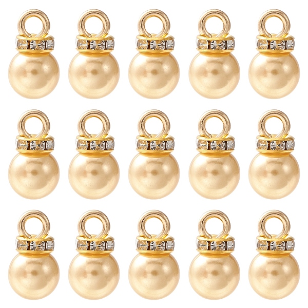 PandaHall ABS Plastic Charms, with Golden Tone Iron Findings and Rhinestone, Dyed, Round Charm, Pale Goldenrod, 13.5x8mm, Hole: 2.5mm, about...
PandaHall ABS Plastic Charms, with Golden Tone Iron Findings and Rhinestone, Dyed, Round Charm, Pale Goldenrod, 13.5x8mm, Hole: 2.5mm, about...