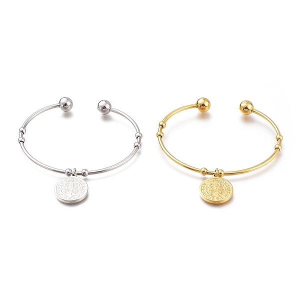 PandaHall 304 Stainless Steel Cuff Bangles, Torque Bangles, Flat Round with Saint Benedict Medal Charm Bangles, Mixed Color, 2-3/8 inch...
PandaHall 304 Stainless Steel Cuff Bangles, Torque Bangles, Flat Round with Saint Benedict Medal Charm Bangles, Mixed Color, 2-3/8 inch...