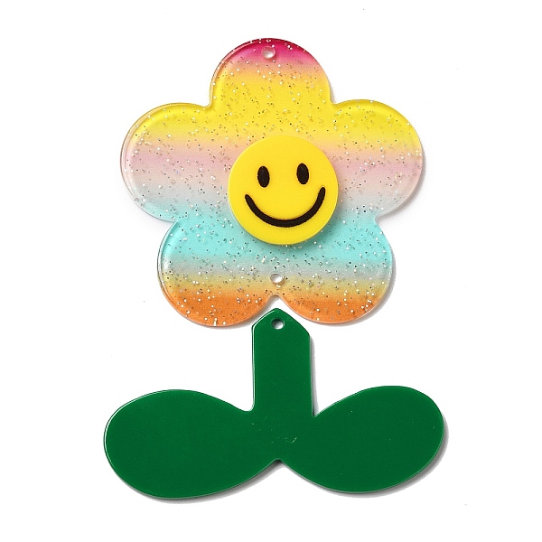 PandaHall Acrylic Big Pendants with Glitter Powder, Flower with Leaf, Colorful, 61x62.5x4.5mm, Hole: 2.5mm Acrylic Flower
PandaHall Acrylic Big Pendants with Glitter Powder, Flower with Leaf, Colorful, 61x62.5x4.5mm, Hole: 2.5mm Acrylic Flower
