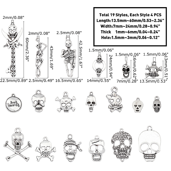 PandaHall 19 Style Skull Skeleton Charm Pendant 76pcs Skull Head Skeleton Bone Halloween DIY Jewelry Making Charm Pendant for Steampunk...
PandaHall 19 Style Skull Skeleton Charm Pendant 76pcs Skull Head Skeleton Bone Halloween DIY Jewelry Making Charm Pendant for Steampunk...