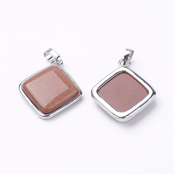 PandaHall Synthetic Goldstone Pendants, with Brass Findings, Rhombus, Platinum, 25x29x7mm, Hole: 5x7mm, 18x18mm Goldstone Rhombus
PandaHall Synthetic Goldstone Pendants, with Brass Findings, Rhombus, Platinum, 25x29x7mm, Hole: 5x7mm, 18x18mm Goldstone Rhombus