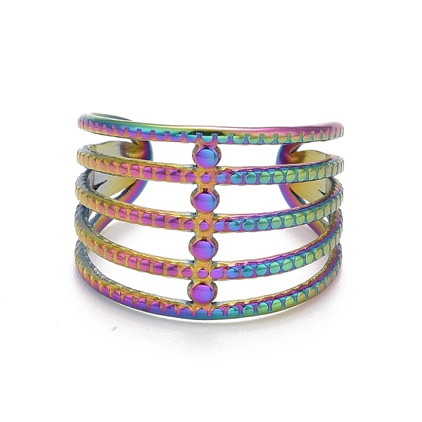 PandaHall Rainbow Color Ion Plating(IP) 304 Stainless Steel Chunky Open Cuff Ring for Women, US Size 8 1/4(18.3mm) 304 Stainless Steel
PandaHall Rainbow Color Ion Plating(IP) 304 Stainless Steel Chunky Open Cuff Ring for Women, US Size 8 1/4(18.3mm) 304 Stainless Steel