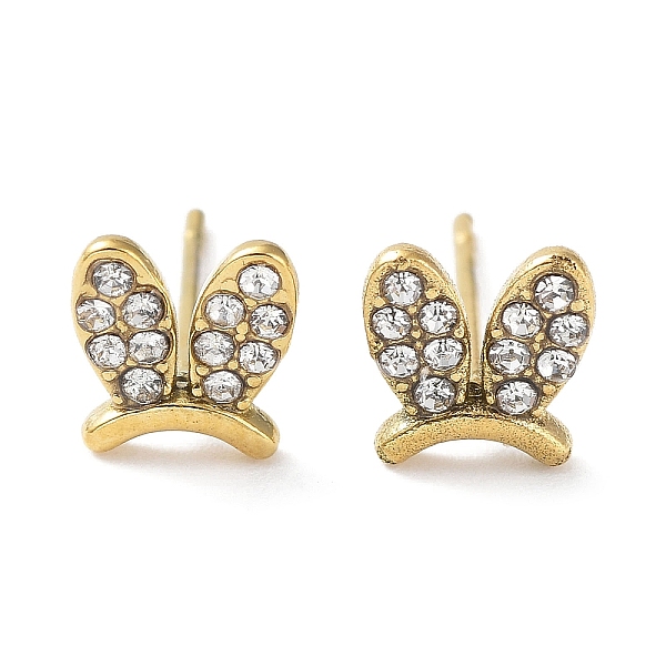 PandaHall 304 Stainless Steel with Rhinestone Stud Earrings, Rabbit Ear, Real 18K Gold Plated, 7.2x6.8mm Rhinestone Rabbit Clear
PandaHall 304 Stainless Steel with Rhinestone Stud Earrings, Rabbit Ear, Real 18K Gold Plated, 7.2x6.8mm Rhinestone Rabbit Clear