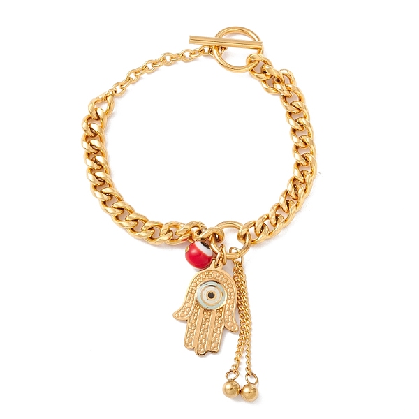 PandaHall Round Lampwork & Hamsa Hand with Evil Eye Charm Bracelet with 304 Stainless Steel Chain for Women, Golden, 7-3/4 inch(19.8cm) 304...
PandaHall Round Lampwork & Hamsa Hand with Evil Eye Charm Bracelet with 304 Stainless Steel Chain for Women, Golden, 7-3/4 inch(19.8cm) 304...