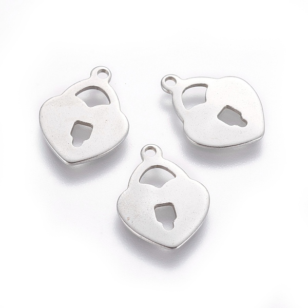 PandaHall 201 Stainless Steel Pendants, Heart Padlock, Stainless Steel Color, 16.5x12.5x0.8mm, Hole: 1.4mm 201 Stainless Steel Lock
PandaHall 201 Stainless Steel Pendants, Heart Padlock, Stainless Steel Color, 16.5x12.5x0.8mm, Hole: 1.4mm 201 Stainless Steel Lock