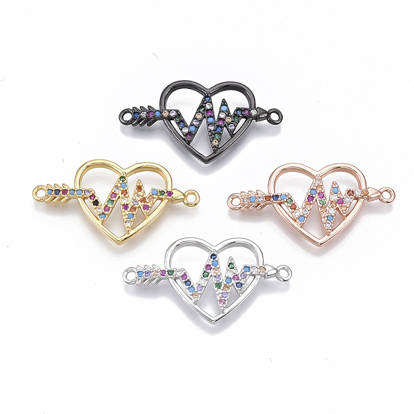 PandaHall Brass Micro Pave Cubic Zirconia Links connectors, Heart with Heartbeat & Arrow, Colorful, Mixed Color, 15x28.5x2.5mm, Hole: 1.2mm...
PandaHall Brass Micro Pave Cubic Zirconia Links connectors, Heart with Heartbeat & Arrow, Colorful, Mixed Color, 15x28.5x2.5mm, Hole: 1.2mm...