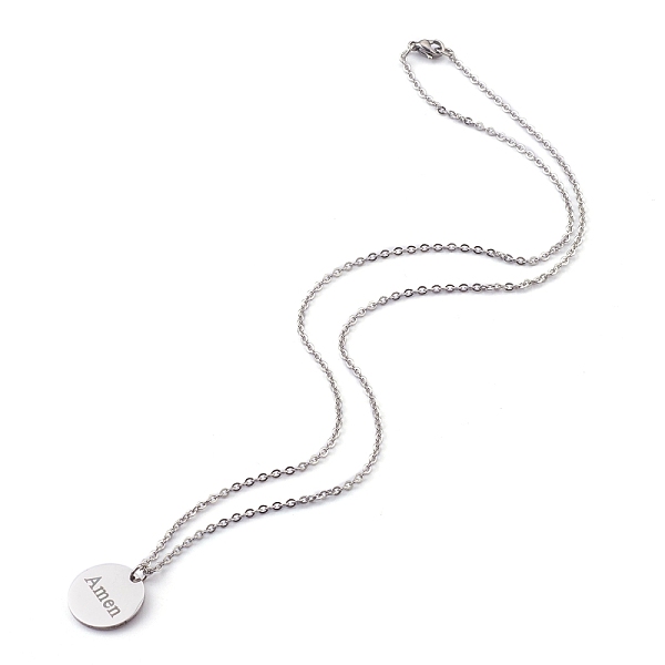 PandaHall 304 Stainless Steel Amen Necklaces, Word Necklace for Women, Flat Round, Stainless Steel Color, 19.80 inch(50.3cm) 304 Stainless...
PandaHall 304 Stainless Steel Amen Necklaces, Word Necklace for Women, Flat Round, Stainless Steel Color, 19.80 inch(50.3cm) 304 Stainless...