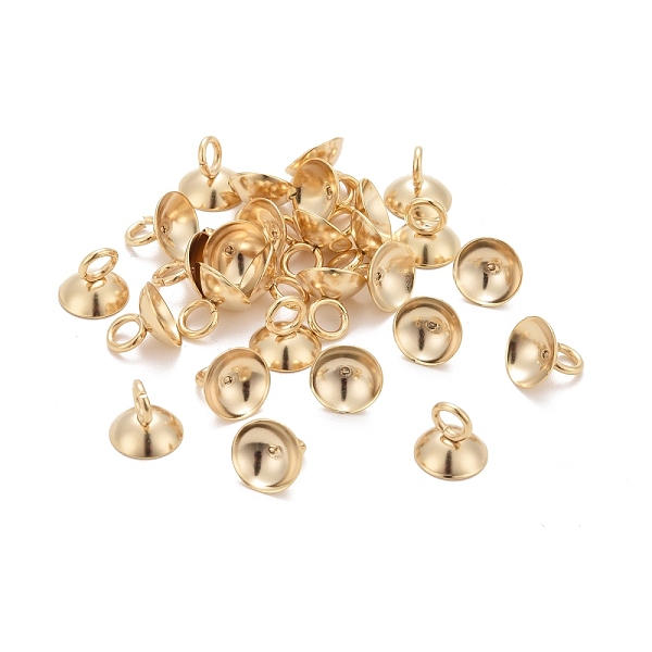PandaHall 201 Stainless Steel Bead Cap Pendant Bails, for Globe Glass Bubble Cover Pendants, Golden, 7x8mm, Hole: 3mm 201 Stainless Steel
PandaHall 201 Stainless Steel Bead Cap Pendant Bails, for Globe Glass Bubble Cover Pendants, Golden, 7x8mm, Hole: 3mm 201 Stainless Steel
