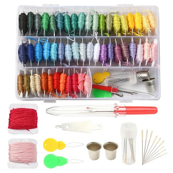 PandaHall 50 Colors Polyester Embroidery Threads Kits, with 2Pcs Iron Thread Guide Tool, 10Pcs Steel Sewing Needles, 2Pcs Thimble, 1Pc Seam..., Multicolor
PandaHall 50 Colors Polyester Embroidery Threads Kits, with 2Pcs Iron Thread Guide Tool, 10Pcs Steel Sewing Needles, 2Pcs Thimble, 1Pc Seam..., Multicolor