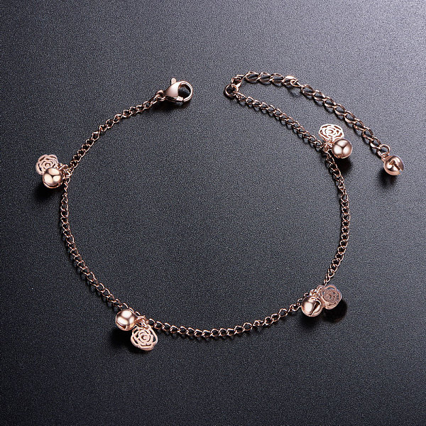 PandaHall SHEGRACE Beautiful Titanium Steel Anklet, with Camellias and Bells, Rose Gold, 200mm Titanium Steel
PandaHall SHEGRACE Beautiful Titanium Steel Anklet, with Camellias and Bells, Rose Gold, 200mm Titanium Steel