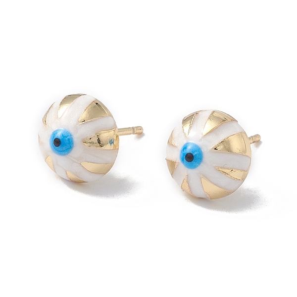 PandaHall Enamel Half Round with Evil Eye Stud Earrings, Real 18K Gold Plated Brass Jewelry for Women, White, 6x10x6mm, Pin: 1mm Brass Half...
PandaHall Enamel Half Round with Evil Eye Stud Earrings, Real 18K Gold Plated Brass Jewelry for Women, White, 6x10x6mm, Pin: 1mm Brass Half...