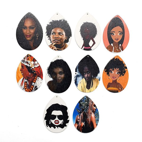 PandaHall Printed Wooden Big Pendants, Dyed, Teardrop with Woman, Mixed Color, 64.5x46x2.5mm, Hole: 1.2mm Wood Teardrop Multicolor
PandaHall Printed Wooden Big Pendants, Dyed, Teardrop with Woman, Mixed Color, 64.5x46x2.5mm, Hole: 1.2mm Wood Teardrop Multicolor