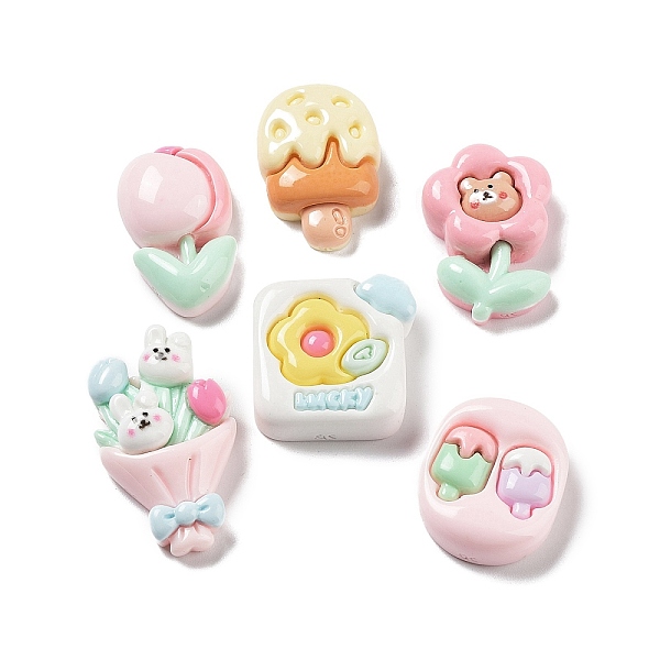 PandaHall Opaque Resin Cabochons, Rabbit with Tulip & Bear with Flower & Ice Lolly, Mixed Shapes, Mixed Color, 19.5~26.5x14.5~18.5x6~8mm..., Multicolor
PandaHall Opaque Resin Cabochons, Rabbit with Tulip & Bear with Flower & Ice Lolly, Mixed Shapes, Mixed Color, 19.5~26.5x14.5~18.5x6~8mm..., Multicolor