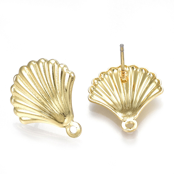 PandaHall Alloy Stud Earring Findings, with Loop, Steel Pins, Shell, Light Gold, 18x15mm, Hole: 1.2mm, Pin: 0.7mm Alloy Shell Shape
PandaHall Alloy Stud Earring Findings, with Loop, Steel Pins, Shell, Light Gold, 18x15mm, Hole: 1.2mm, Pin: 0.7mm Alloy Shell Shape