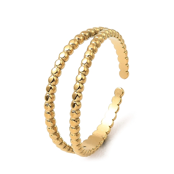 PandaHall 304 Stainless Steel Open Cuff Rings, Double Lines, Real 18K Gold Plated, US Size 8(18.1mm) 304 Stainless Steel
PandaHall 304 Stainless Steel Open Cuff Rings, Double Lines, Real 18K Gold Plated, US Size 8(18.1mm) 304 Stainless Steel
